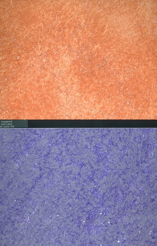 Farbmuster Arte-Lasur Lachs und Violett